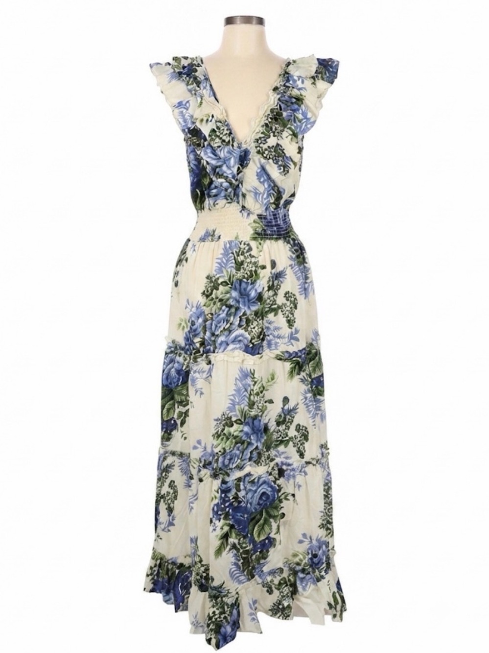 Caroline Constas Floral Tiered Ruffle Maxi Dress Size S-Code 1364
